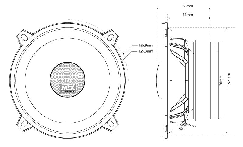 MTX Audio TX4 Series 5.25" Coaxial Speakers - TX450C